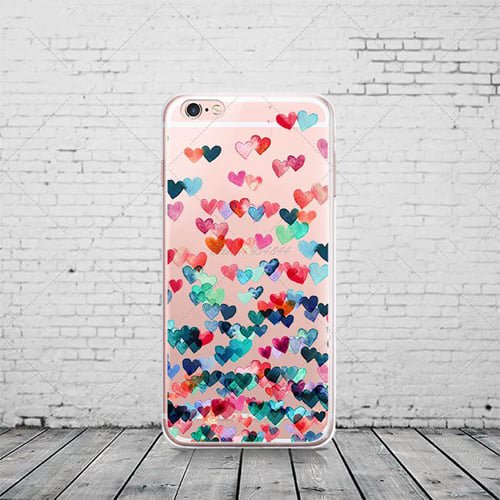 Cиликоновый чехол Colored Hearts для iPhone 7&7s