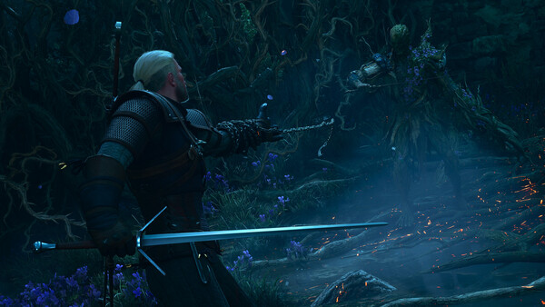 Геральт с новым оружием цепью в The Witcher 3: Баллады прошлого