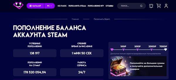 Пополнение Steam