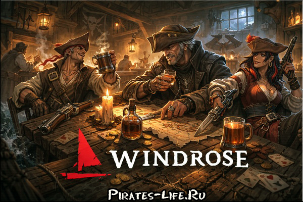 Герои Windrose в пиратской таверне